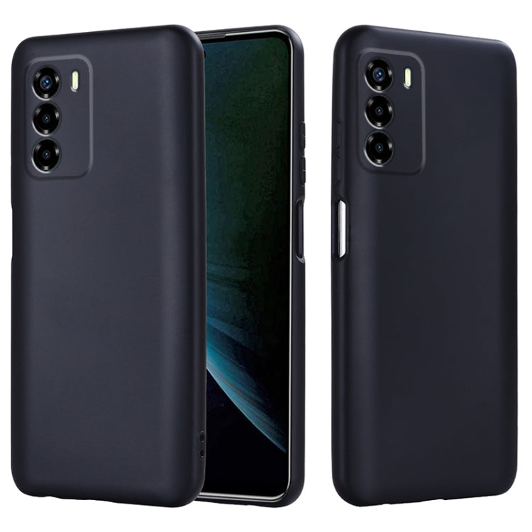 For ZTE Blade V40 Smart Pure Color Liquid Silicone Shockproof Phone Case(Black)