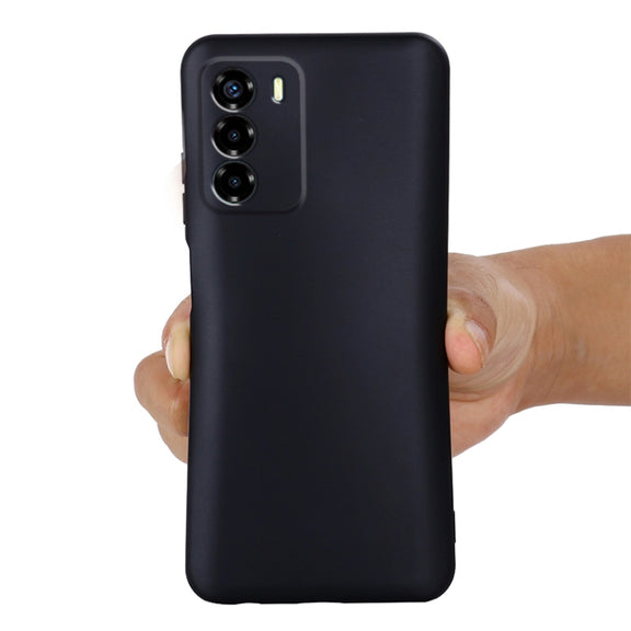 For ZTE Blade V40 Smart Pure Color Liquid Silicone Shockproof Phone Case(Black)