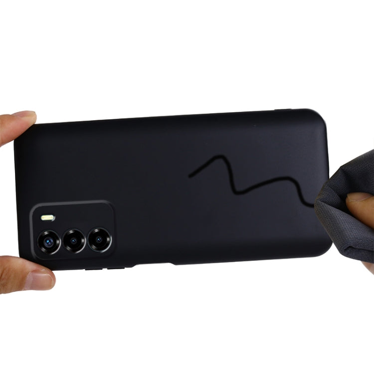 For ZTE Blade V40 Smart Pure Color Liquid Silicone Shockproof Phone Case(Black)
