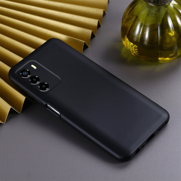 For ZTE Blade V40 Smart Pure Color Liquid Silicone Shockproof Phone Case(Black)