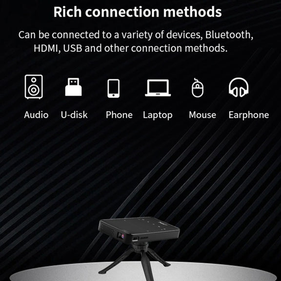 S90 DLP Android 9.0 2GB+32GB 4K Mini WiFi Smart Projector, Power Plug:UK Plug(Black)