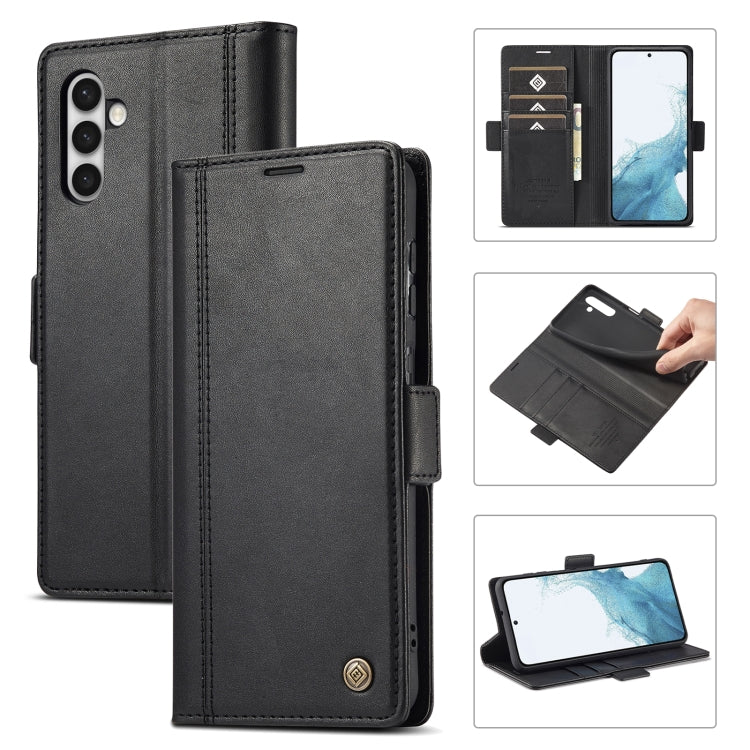 For Samsung Galaxy S24 LC.IMEEKE Skin-friendly Card Slots Leather Phone Case(Black)