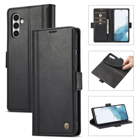 For Samsung Galaxy S24 LC.IMEEKE Skin-friendly Card Slots Leather Phone Case(Black)