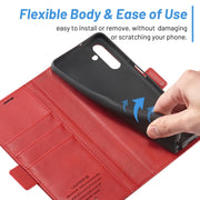 For Samsung Galaxy S24+ LC.IMEEKE Skin-friendly Card Slots Leather Phone Case(Red)