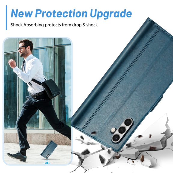 For Samsung Galaxy S24+ LC.IMEEKE Skin-friendly Card Slots Leather Phone Case(Blue)