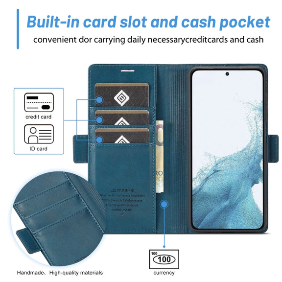 For Samsung Galaxy S24+ LC.IMEEKE Skin-friendly Card Slots Leather Phone Case(Blue)