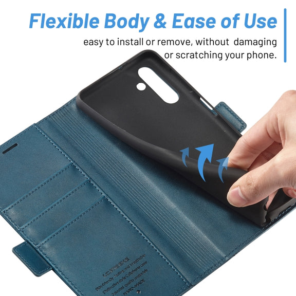 For Samsung Galaxy S24+ LC.IMEEKE Skin-friendly Card Slots Leather Phone Case(Blue)