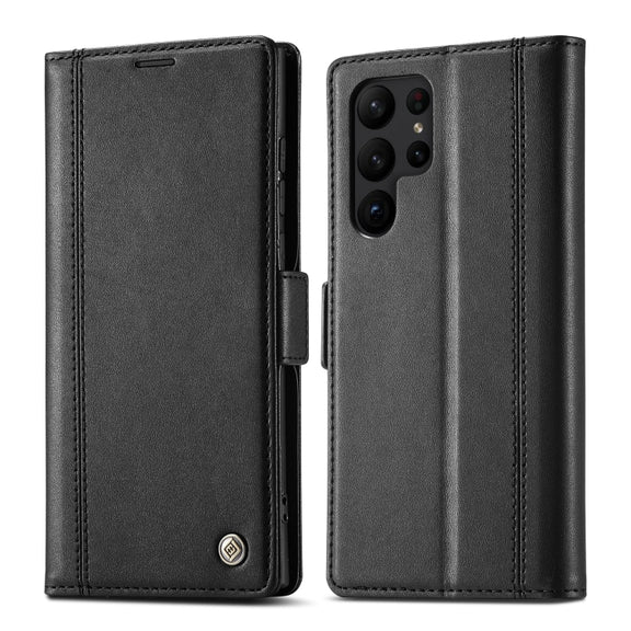 For Samsung Galaxy S24 Ultra LC.IMEEKE Skin-friendly Card Slots Leather Phone Case(Black)