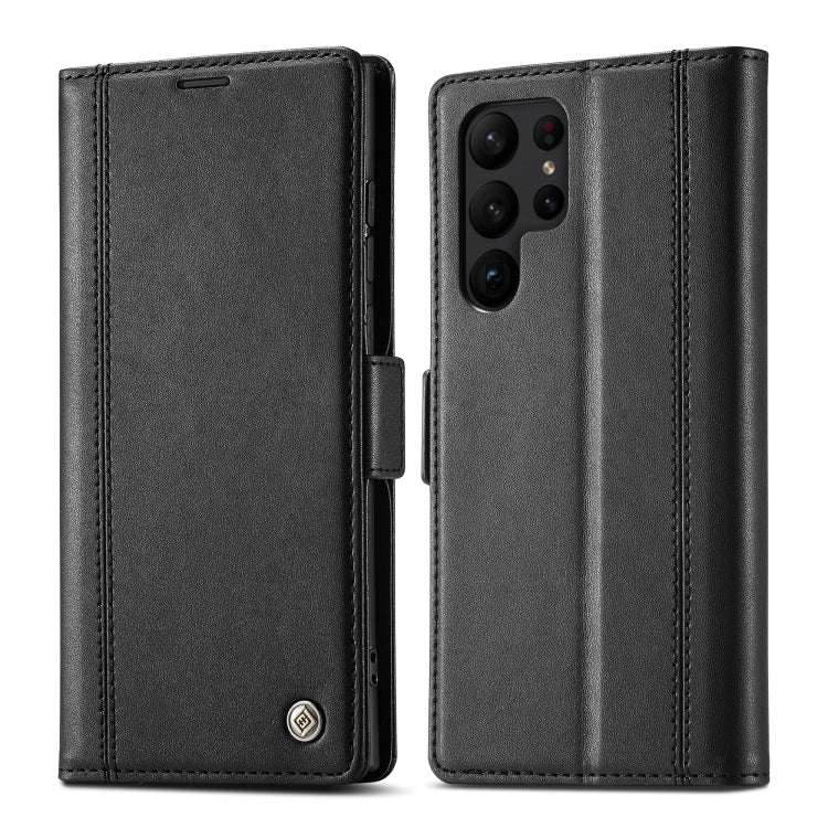 For Samsung Galaxy S24 Ultra LC.IMEEKE Skin-friendly Card Slots Leather Phone Case(Black)