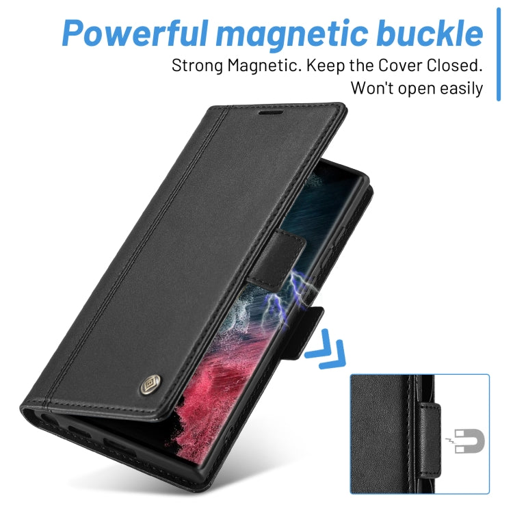 For Samsung Galaxy S24 Ultra LC.IMEEKE Skin-friendly Card Slots Leather Phone Case(Black)