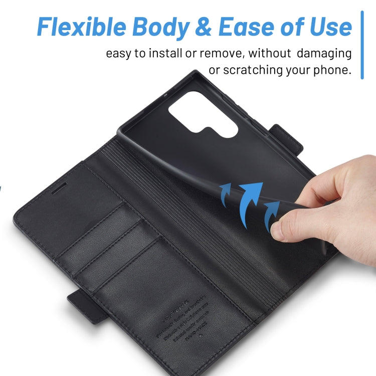 For Samsung Galaxy S24 Ultra LC.IMEEKE Skin-friendly Card Slots Leather Phone Case(Black)