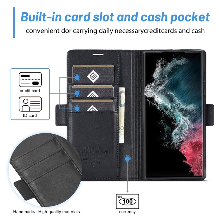 For Samsung Galaxy S24 Ultra LC.IMEEKE Skin-friendly Card Slots Leather Phone Case(Black)