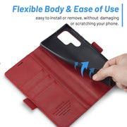 For Samsung Galaxy S24 Ultra LC.IMEEKE Skin-friendly Card Slots Leather Phone Case(Red)