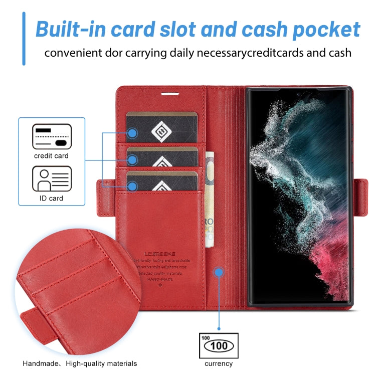 For Samsung Galaxy S24 Ultra LC.IMEEKE Skin-friendly Card Slots Leather Phone Case(Red)