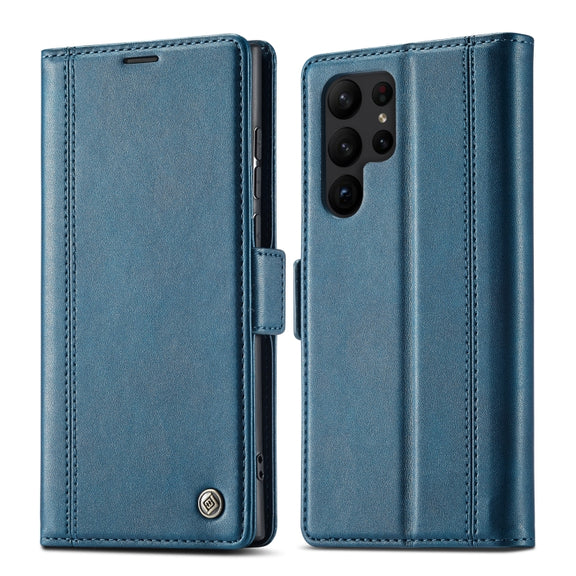 For Samsung Galaxy S24 Ultra LC.IMEEKE Skin-friendly Card Slots Leather Phone Case(Blue)