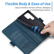 For Samsung Galaxy S24 Ultra LC.IMEEKE Skin-friendly Card Slots Leather Phone Case(Blue)