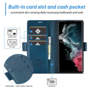 For Samsung Galaxy S24 Ultra LC.IMEEKE Skin-friendly Card Slots Leather Phone Case(Blue)
