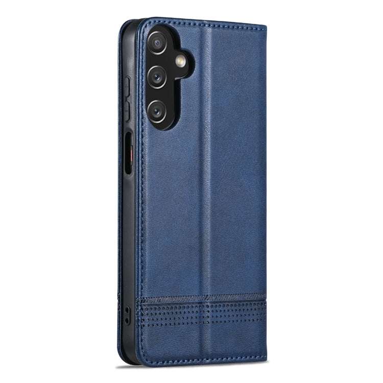 For Samsung Galaxy A25 5G AZNS Magnetic Calf Texture Flip Leather Phone Case(Dark Blue)