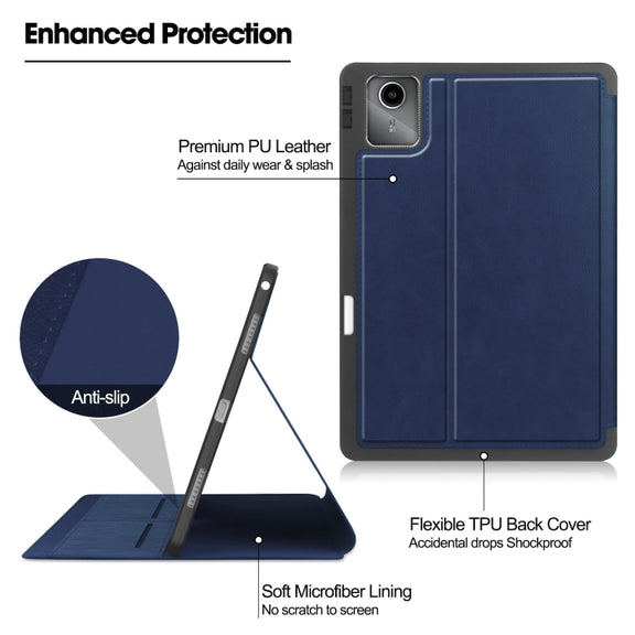 For Lenovo Tab M11/ Xiaoxin Pad 11 2024 Ultimate Pure Color Leather Smart Tablet Case(Dark Blue)