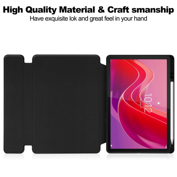 For Lenovo Tab M11/Xiaoxin Pad 11 2024 360 Rotation Transparent Smart Leather Case(Black)
