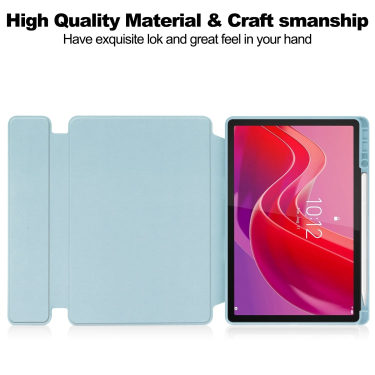 For Lenovo Tab M11/Xiaoxin Pad 11 2024 360 Rotation Transparent Smart Leather Case(Sky Blue)