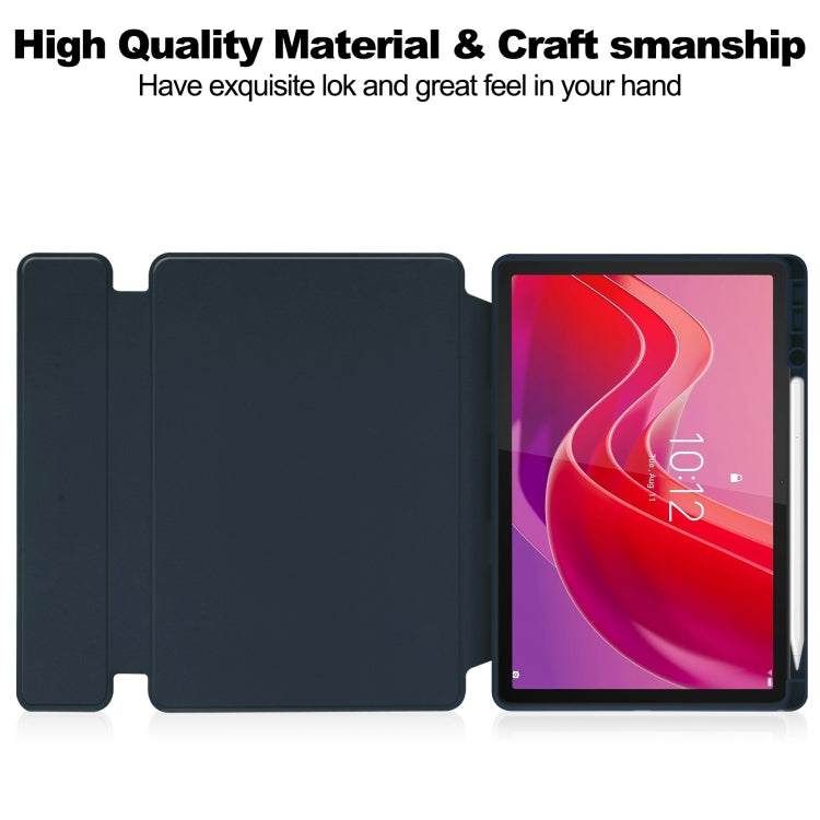 For Lenovo Tab M11/Xiaoxin Pad 11 2024 360 Rotation Transparent Smart Leather Case(Dark Blue)