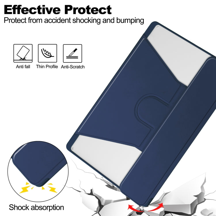For Lenovo Tab M11/Xiaoxin Pad 11 2024 360 Rotation Transparent Smart Leather Case(Dark Blue)