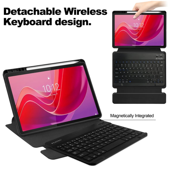 For Lenovo Tab M11/Xiaoxin Pad 11 2024 360 Rotation Transparent Smart Leather Case with Keyboard(Black)