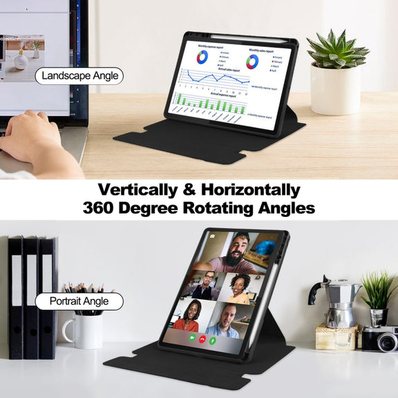 For Lenovo Tab M11/Xiaoxin Pad 11 2024 360 Rotation Transparent Smart Leather Case with Keyboard(Black)