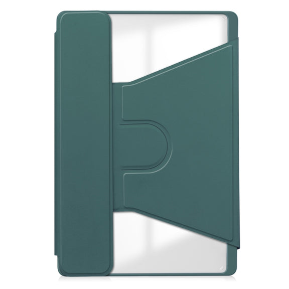 For Lenovo Tab M11/Xiaoxin Pad 11 2024 360 Rotation Transparent Smart Leather Case with Keyboard(Dark Green)