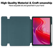 For Lenovo Tab M11/Xiaoxin Pad 11 2024 360 Rotation Transparent Smart Leather Case with Keyboard(Dark Green)