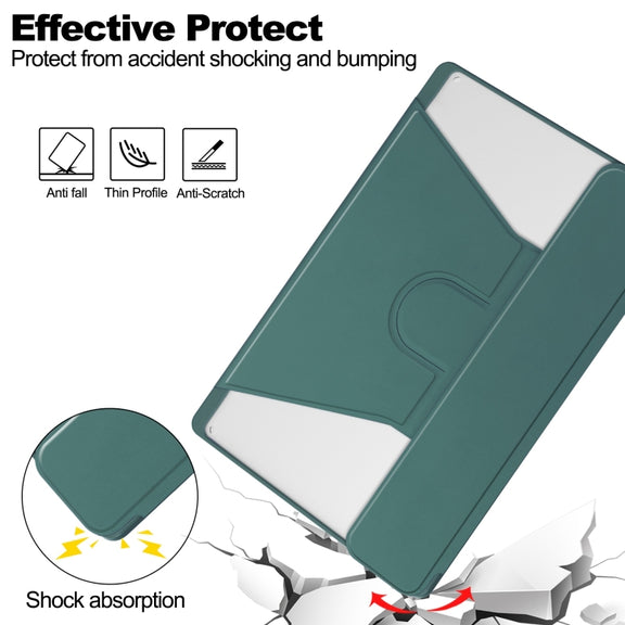 For Lenovo Tab M11/Xiaoxin Pad 11 2024 360 Rotation Transparent Smart Leather Case with Keyboard(Dark Green)