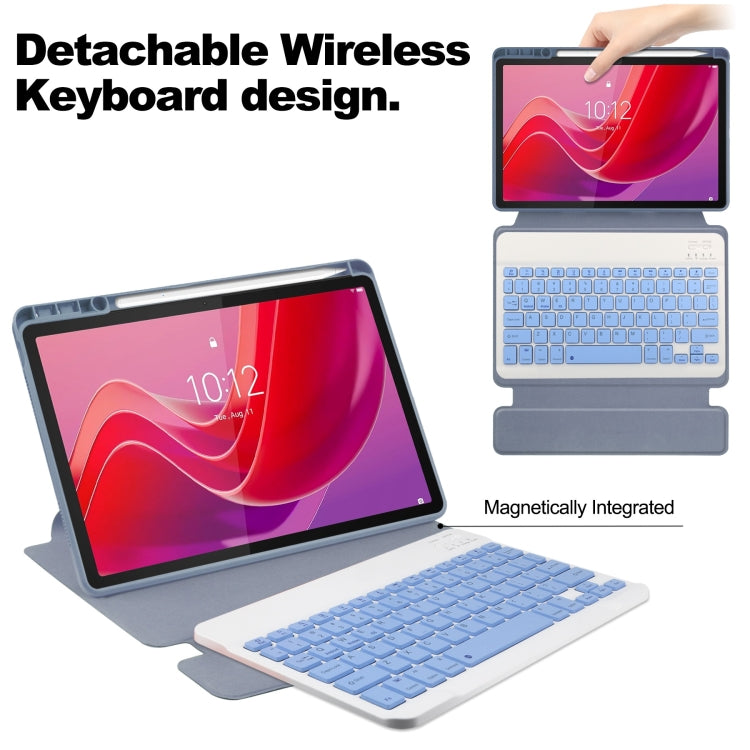 For Lenovo Tab M11/Xiaoxin Pad 11 2024 360 Rotation Transparent Smart Leather Case with Keyboard(Lavender)