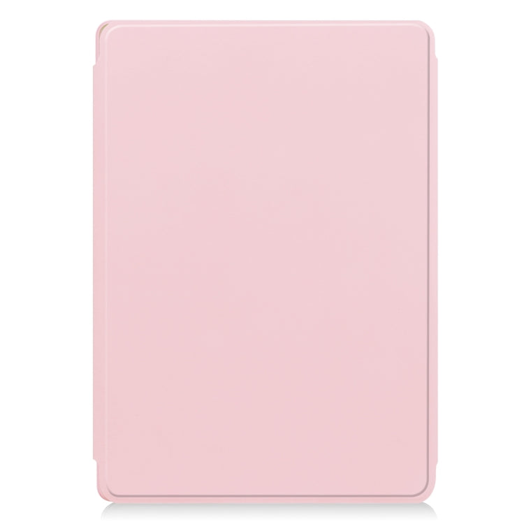 For Lenovo Tab M11/Xiaoxin Pad 11 2024 360 Rotation Transparent Smart Leather Case with Keyboard(Pink)