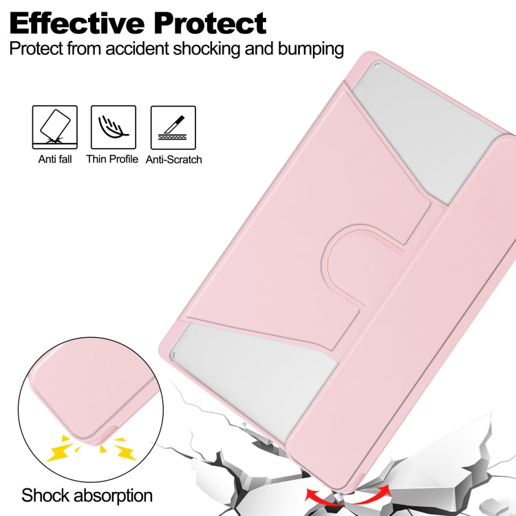 For Lenovo Tab M11/Xiaoxin Pad 11 2024 360 Rotation Transparent Smart Leather Case with Keyboard(Pink)