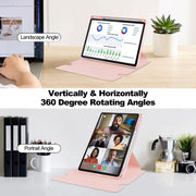For Lenovo Tab M11/Xiaoxin Pad 11 2024 360 Rotation Transparent Smart Leather Case with Keyboard(Pink)
