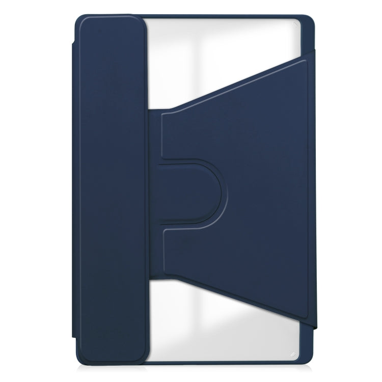 For Lenovo Tab M11/Xiaoxin Pad 11 2024 360 Rotation Transparent Smart Leather Case with Keyboard(Dark Blue)