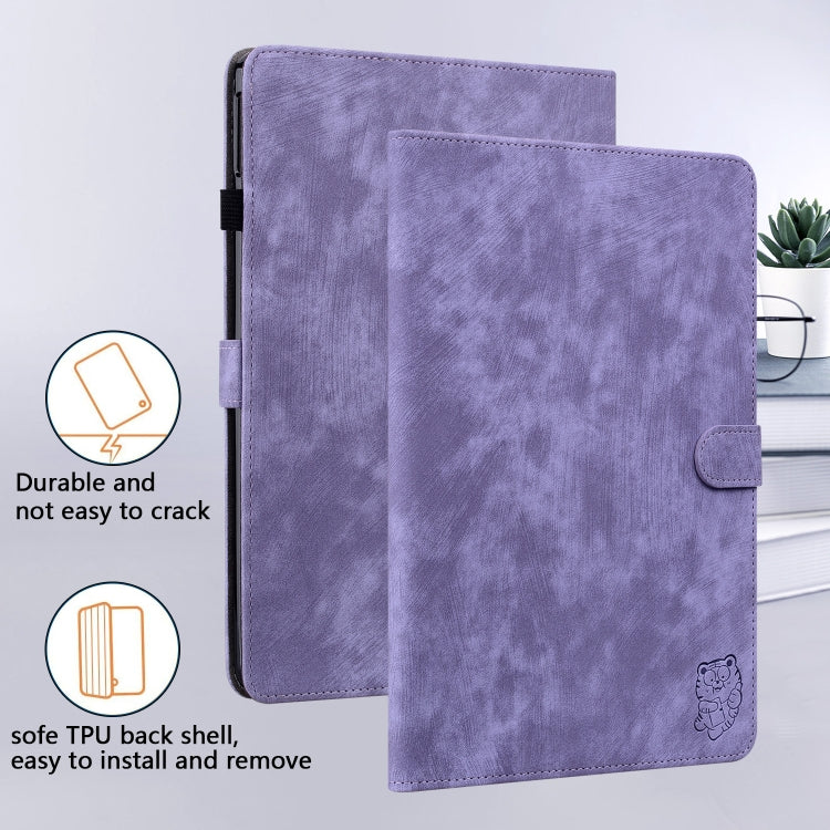 For Amazon Kindle Paperwhite 5  2023 2024 Tiger Pattern Flip Leather Tablet Case(Purple)