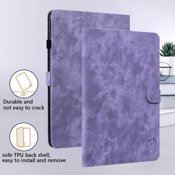 For Amazon Kindle Paperwhite 5  2023 2024 Tiger Pattern Flip Leather Tablet Case(Purple)