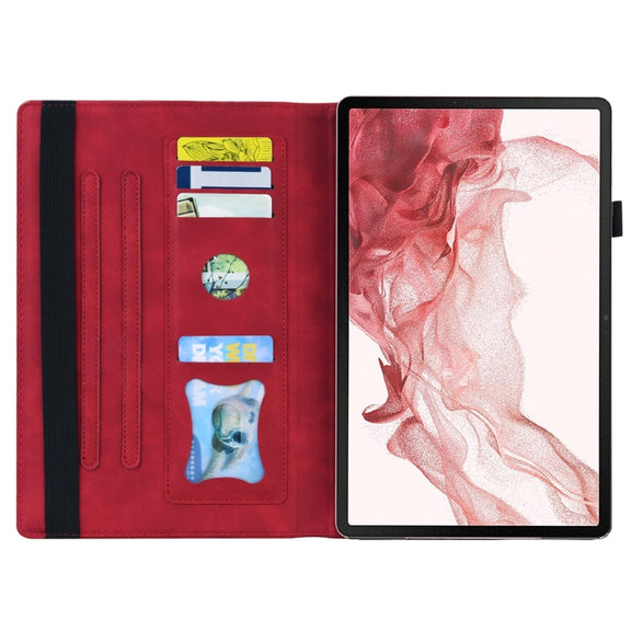 For Samsung Galaxy Tab S9 / S8 / S7 Splicing Shockproof Smart Leather Tablet Case(Red)
