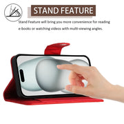 For iPhone 16 Pro Max Rhombic Texture Flip Leather Phone Case with Lanyard(Red)