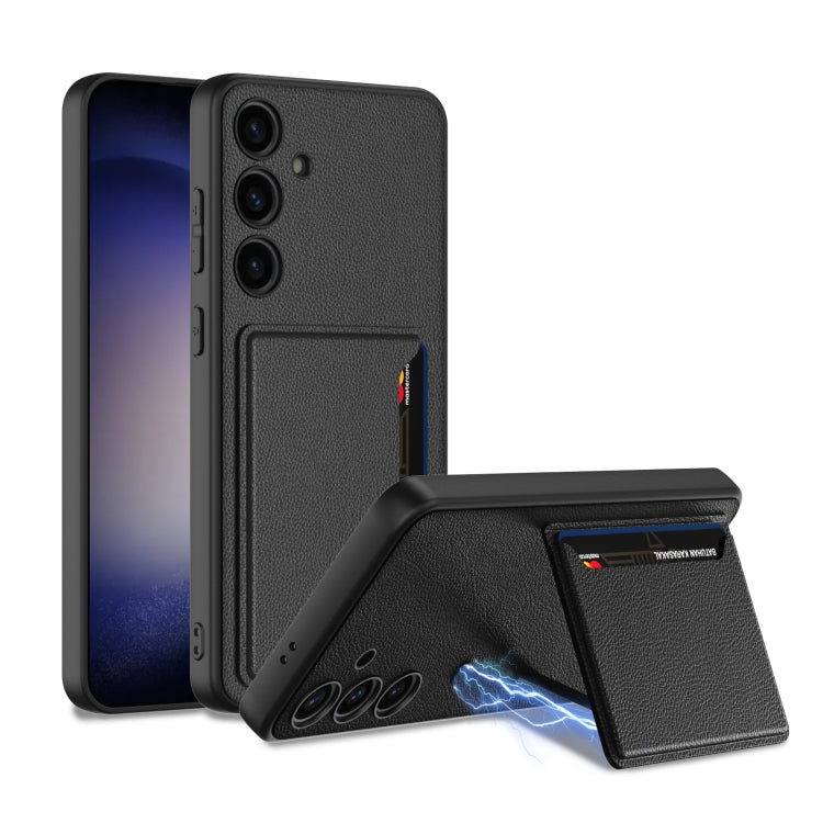 For Samsung Galaxy S24+ 5G GKK Ultra-thin Leather Card Slots Phone Case With Magnetic Holder(Black)