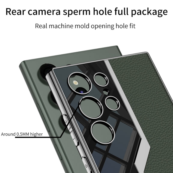 For Samsung Galaxy S24 Ultra 5G GKK Plating TPU + Leather Supercar Full Coverage Phone Case(Grey)