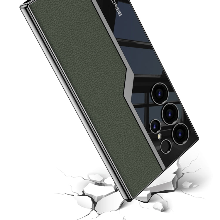 For Samsung Galaxy S24 Ultra 5G GKK Plating TPU + Leather Supercar Full Coverage Phone Case(Grey)