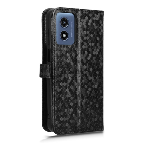 For Motorola Moto G Play 4G 2024 Honeycomb Dot Texture Leather Phone Case(Black)