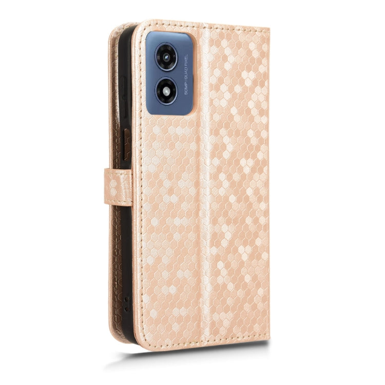 For Motorola Moto G Play 4G 2024 Honeycomb Dot Texture Leather Phone Case(Gold)
