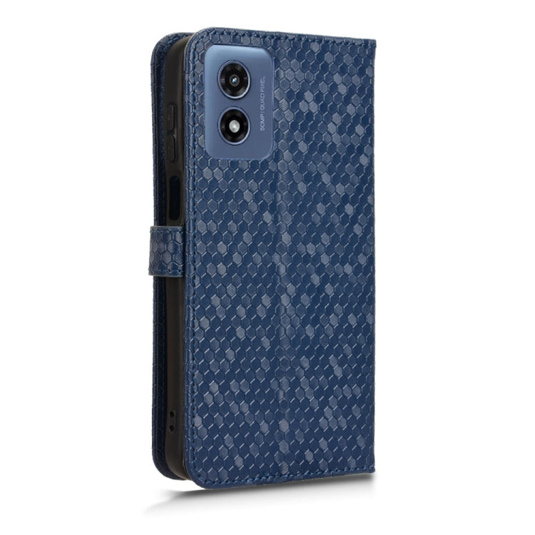 For Motorola Moto G Play 4G 2024 Honeycomb Dot Texture Leather Phone Case(Blue)
