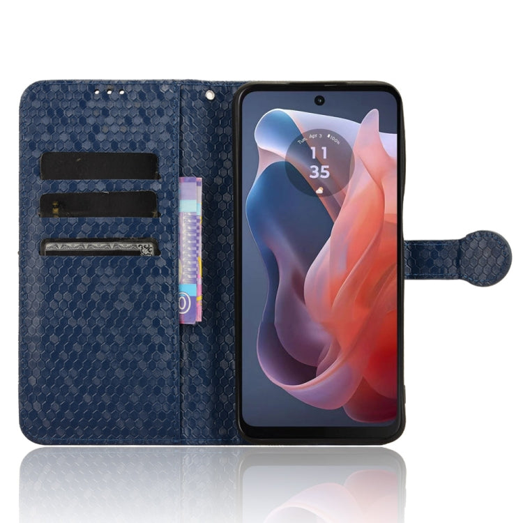 For Motorola Moto G Play 4G 2024 Honeycomb Dot Texture Leather Phone Case(Blue)