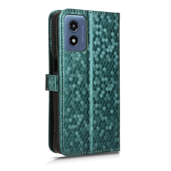 For Motorola Moto G Play 4G 2024 Honeycomb Dot Texture Leather Phone Case(Green)