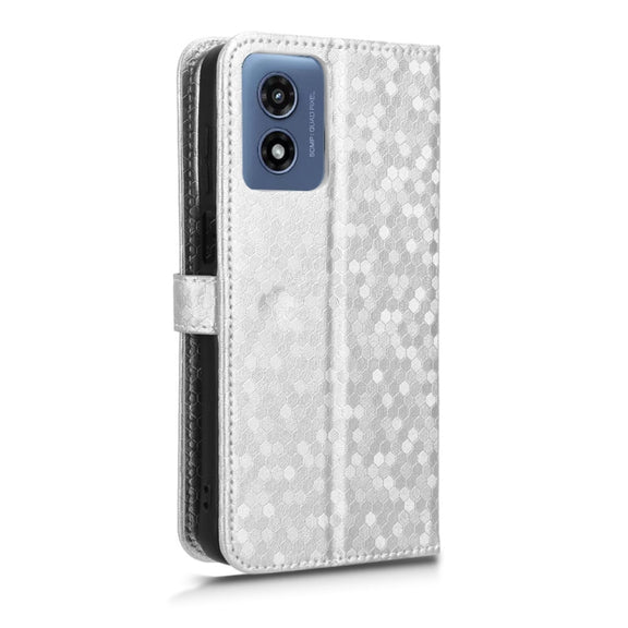 For Motorola Moto G Play 4G 2024 Honeycomb Dot Texture Leather Phone Case(Silver)